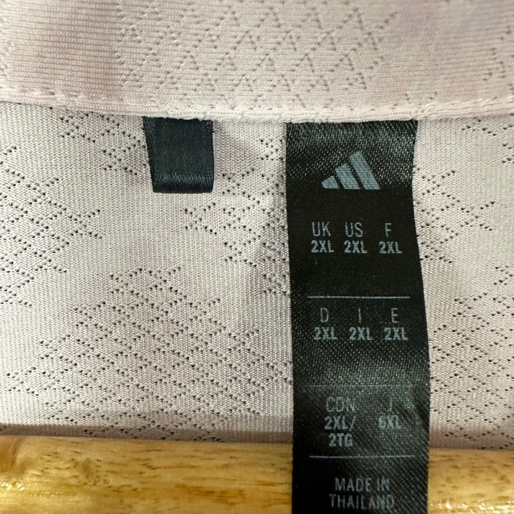 Adidas Mens Pink Geometric Jacquard‎ Short Sleeve Golf Polo Shirt 2XL